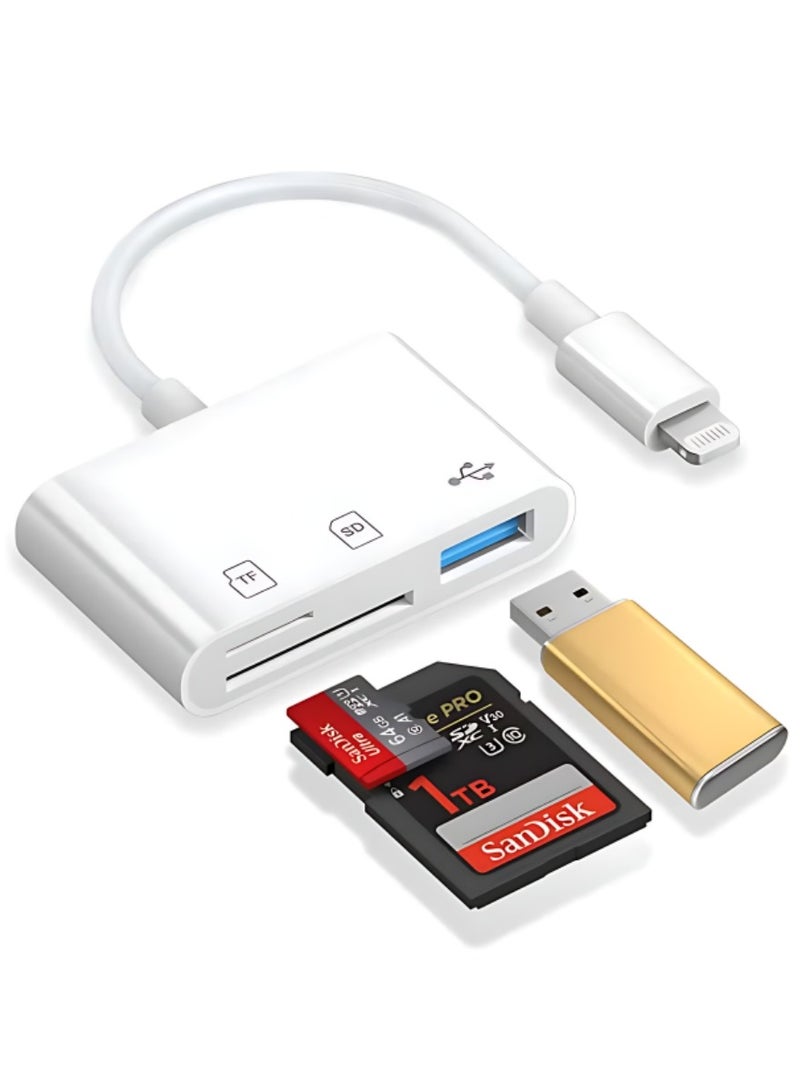 CLAVON قارئ بطاقة SD لجهاز iPhone، 3 في 1 محول Lightning إلى قارئ بطاقة SD وكاميرا رقمية Micro SD متوافق مع iPhone، توصيل وتشغيل - Image 1